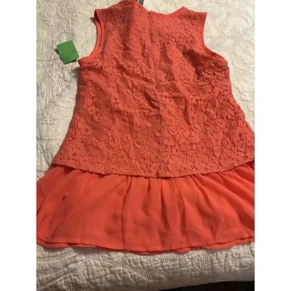 BE You Tiful NWT Women's Small Lace With Liner Top Bright Coral Zipper In‎ Back - Picture 5 of 7